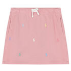 Girls Pink Logo Pique Skirt, 1, hi-res