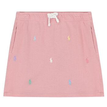 Girls Pink Logo Pique Skirt
