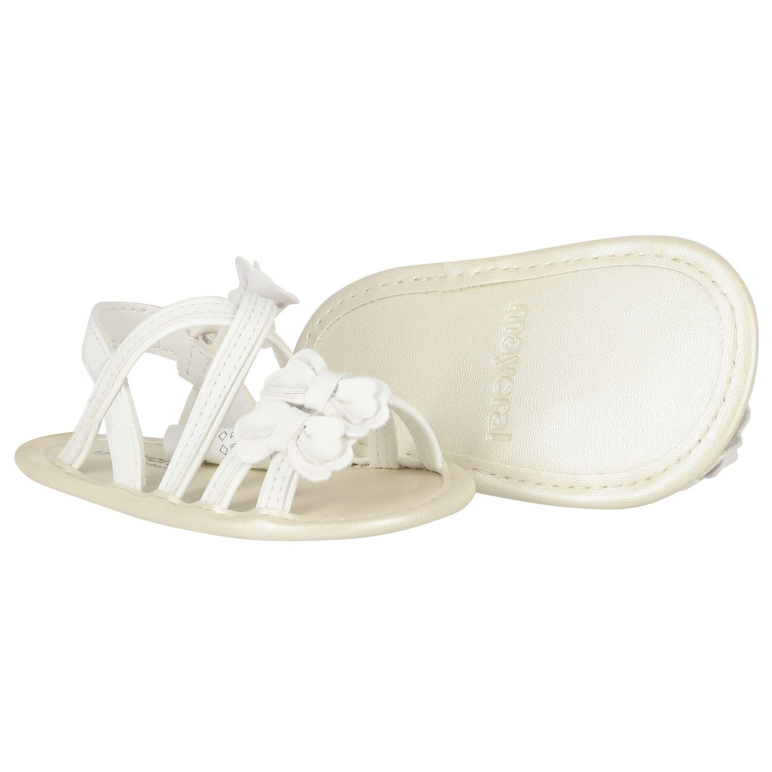 Baby Girls White Bow Sandals, 1, hi-res image number null