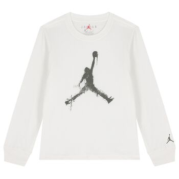 Nike Kids Boys White Jordan Logo Long Sleeve Top, 1 Boys White Jordan Logo Long Sleeve Top
