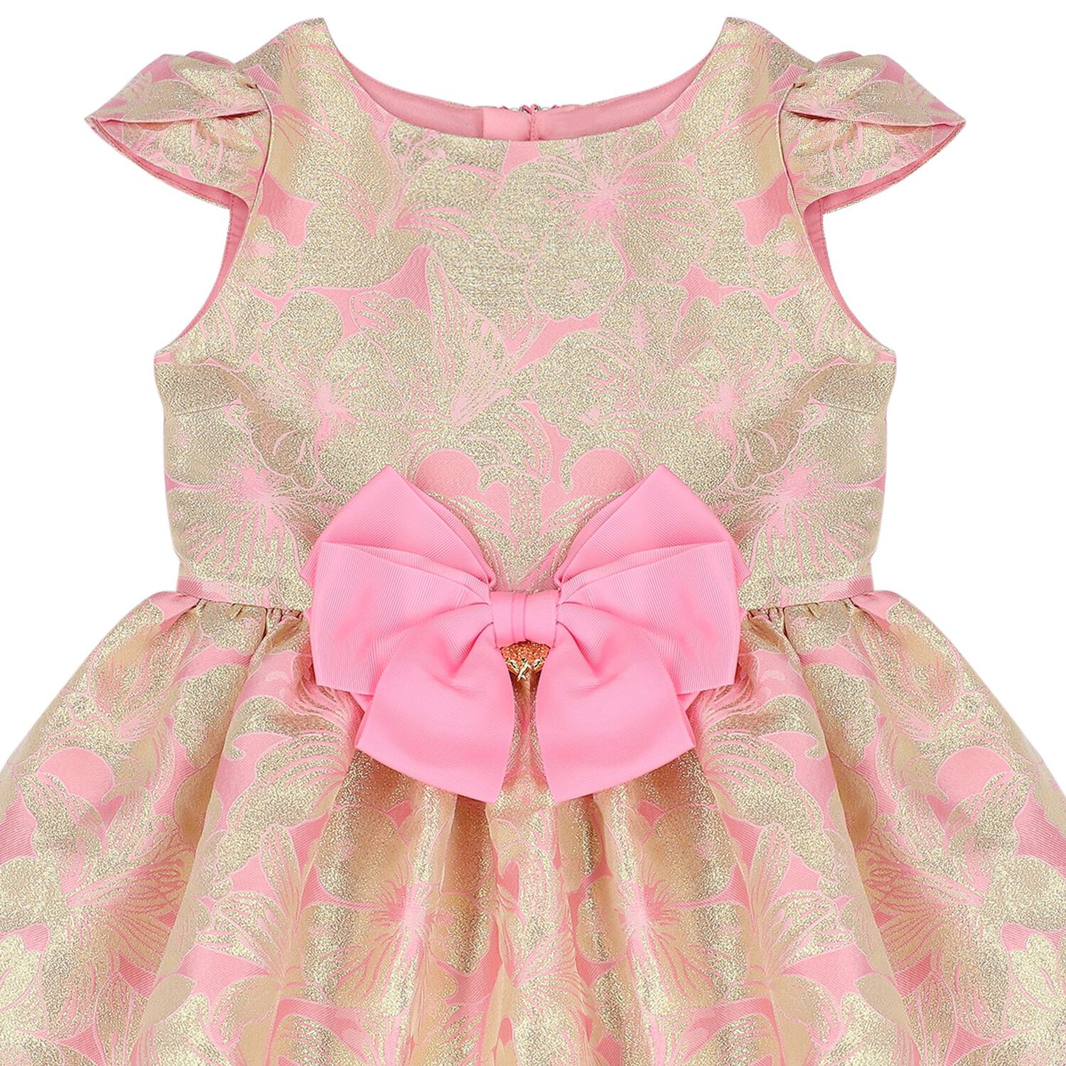 Girls Pink Jacquard Dress, 1, hi-res