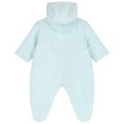Baby Boys Blue Fleece Hooded Pramsuit, 1, hi-res