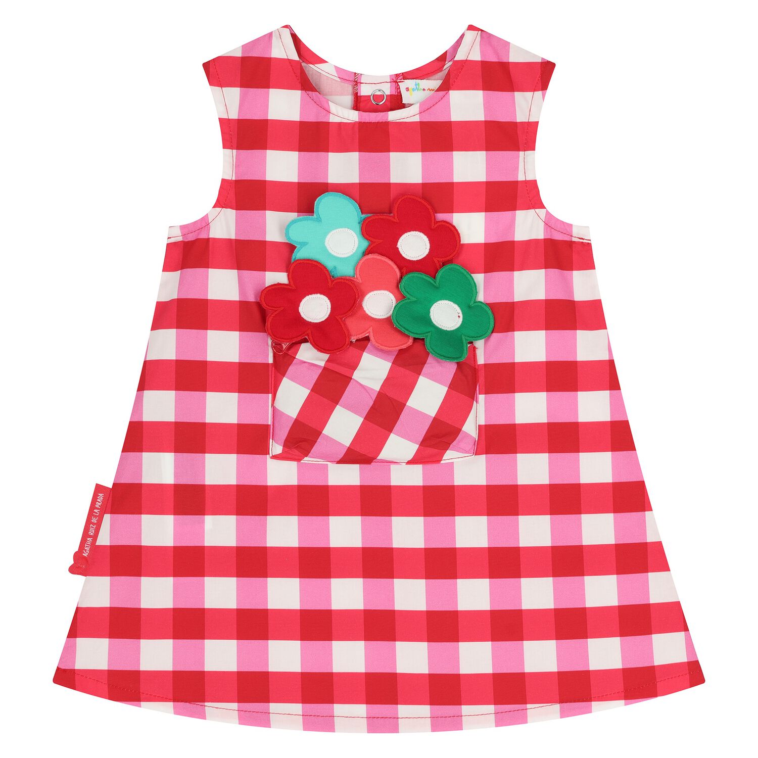 Younger Girls Pink & White Gingham Dress, 1, hi-res