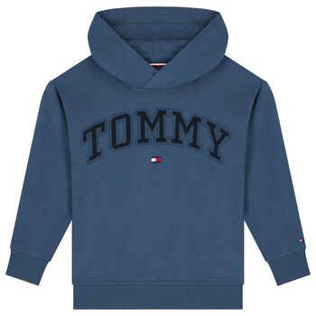 Boys Blue Logo Hooded Top