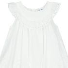 Younger Girls White Embroidered Dress, 2, hi-res