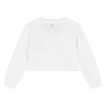 Younger Girls White Knitted Cardigan