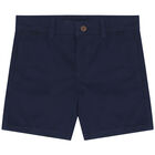 Younger Boys Navy Blue Cotton Twill Shorts, 3, hi-res