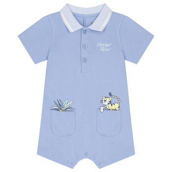 Baby Boys Blue Logo Romper