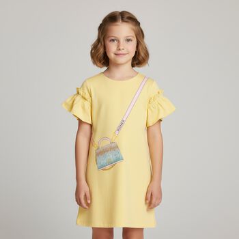 Girls Yellow Bag Ruffle Dress