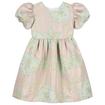 Girls Pink Jacquard Dress