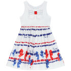 Girls White Bow Dress, 1, hi-res