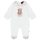 White Teddy Bear Logo Babygrow, 1, hi-res