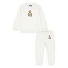 Younger White Teddy Bear Logo Tracksuit, 1, hi-res