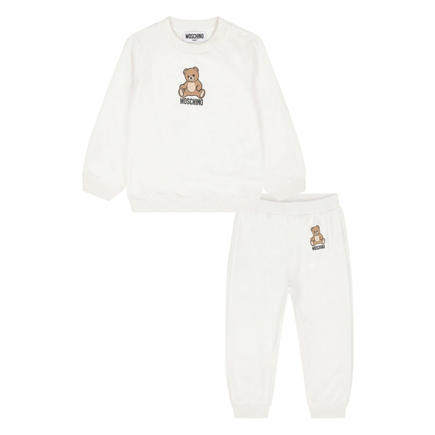 Younger White Teddy Bear Logo Tracksuit, 1, hi-res