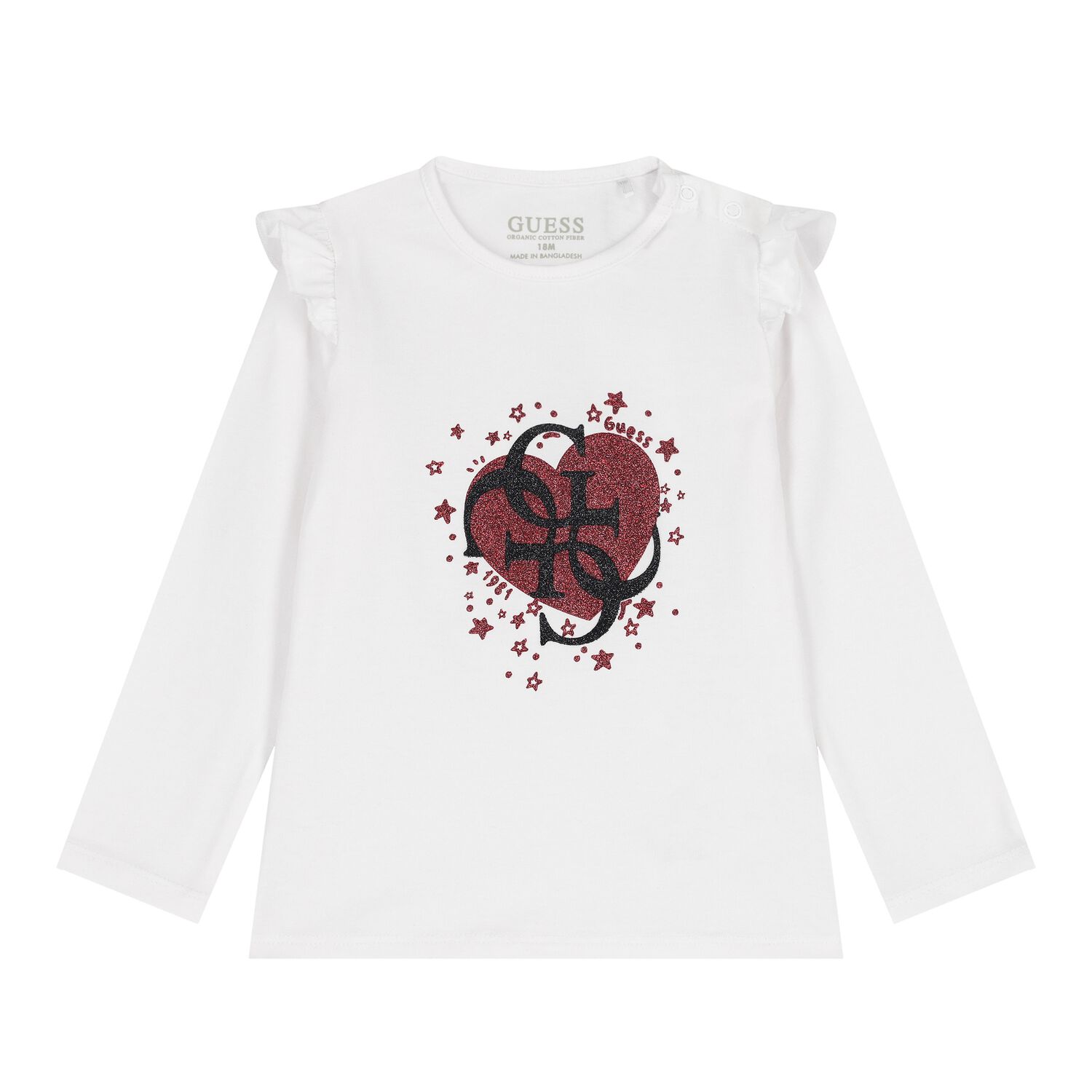Baby Girls White Logo Long Sleeve Top, 1, hi-res