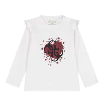 Baby Girls White Logo Long Sleeve Top