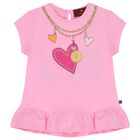 Younger Girls Pink Logo Heart T-Shirt, 2, hi-res