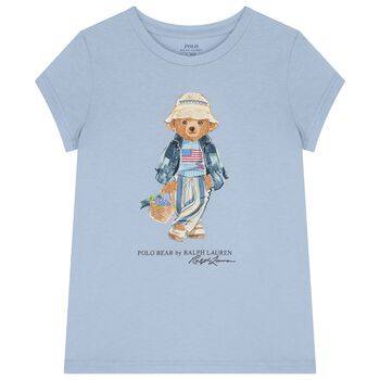 Girls Blue Polo Bear T-Shirt
