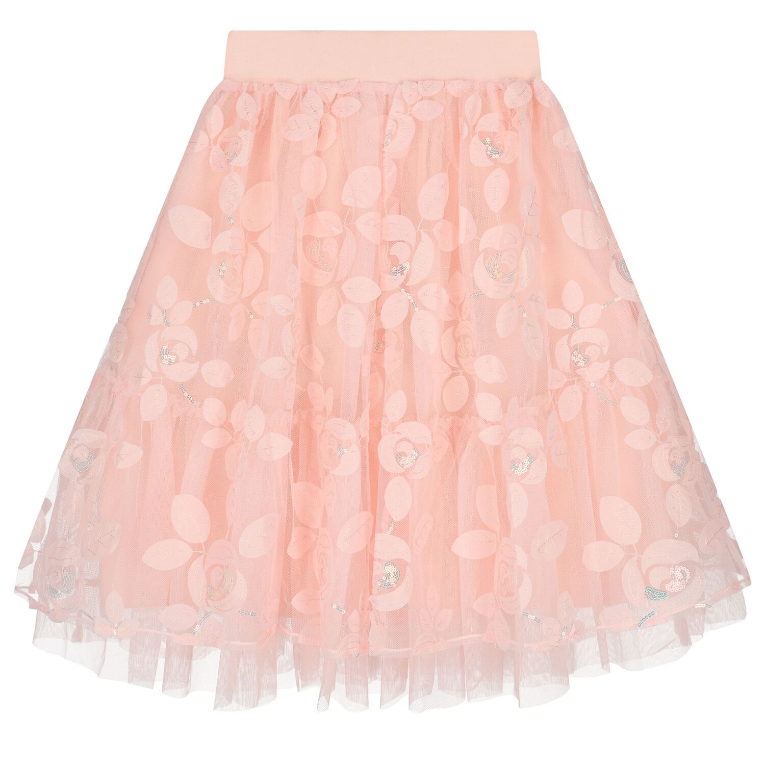 Girls Pink Tulle Sequin Skirt , 1, hi-res
