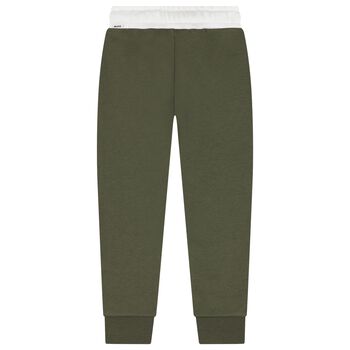 Boys Green Logo Joggers