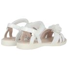 Girls White Flower Sandals, 1, hi-res