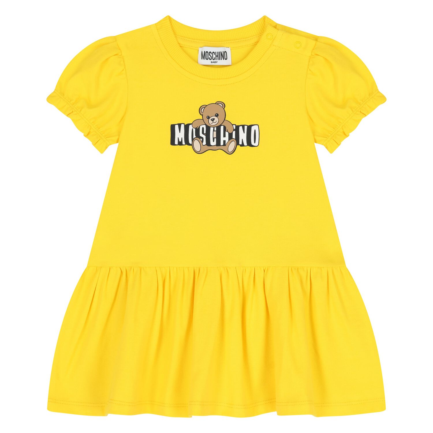 Younger Girls Yellow Teddy Bear Logo Dress, 6, hi-res