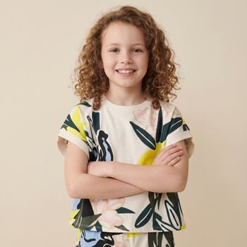 Girls Ivory Elephant Jungle T-Shirt