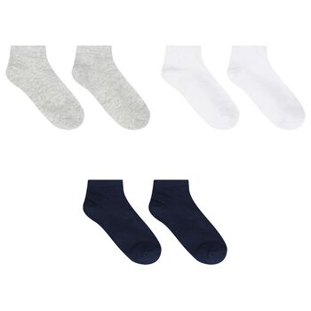 Boys Navy, White & Grey Socks (3 Pair)