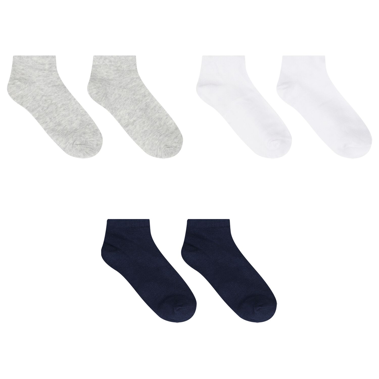 Boys Navy, White & Grey Socks (3 Pair), 2, hi-res image number null