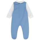 Baby Boys White & Blue Bunny Babygrow, 1, hi-res