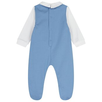 Baby Boys White & Blue Bunny Babygrow