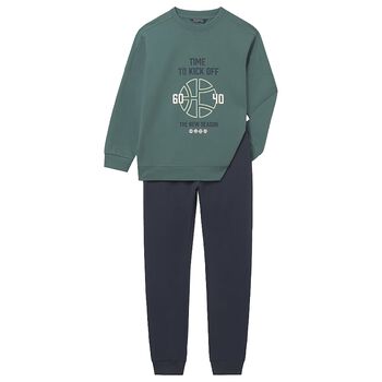 Boys Green & Navy Blue Tracksuit
