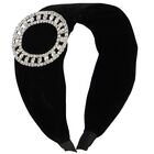 Girls Black Embellished Velvet Headband, 1, hi-res