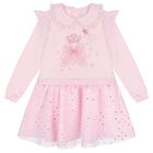 Girls Pink Ruffle Tulle Dress, 2, hi-res