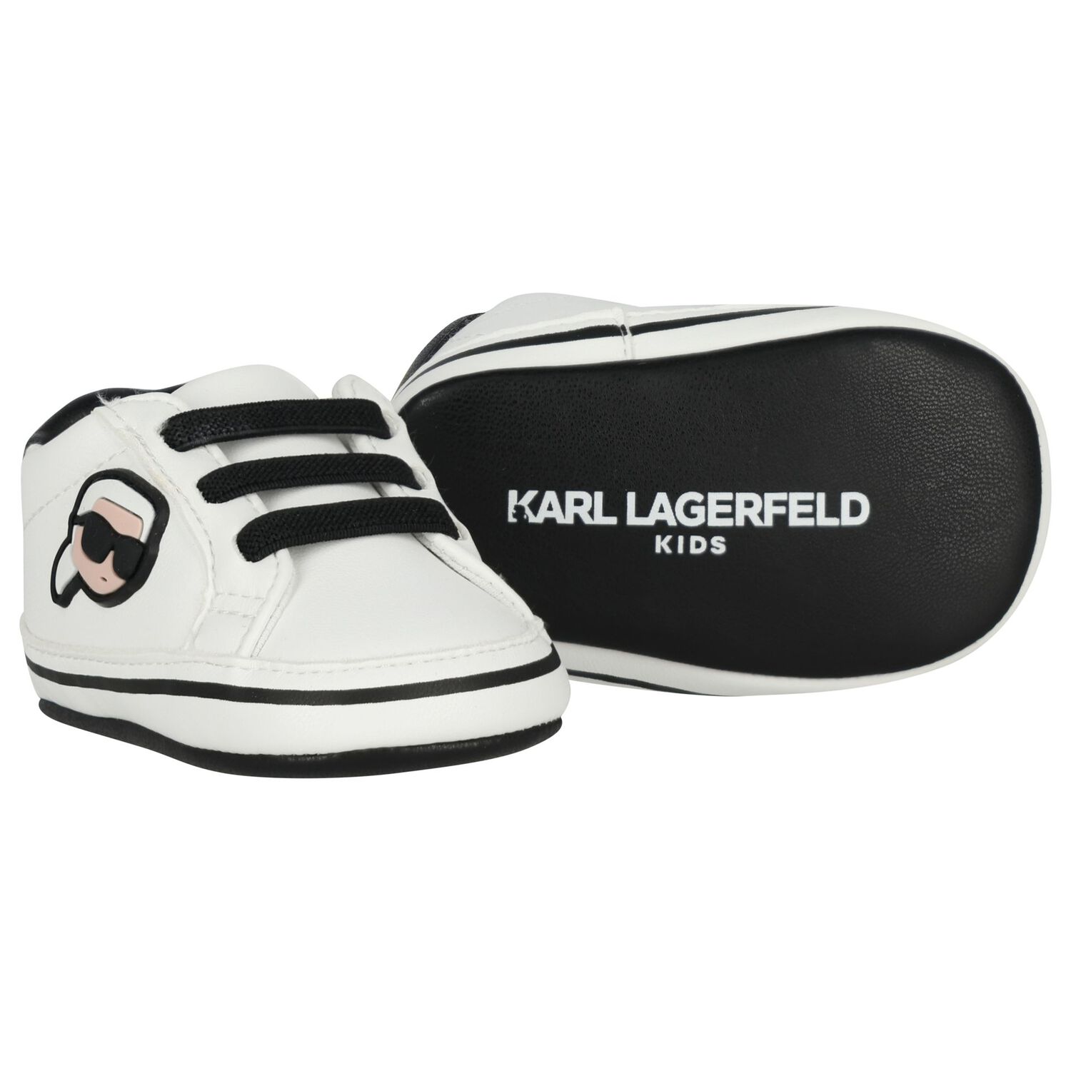 Baby Boys White Ikonik Karl Pre Walker Shoes, 1, hi-res