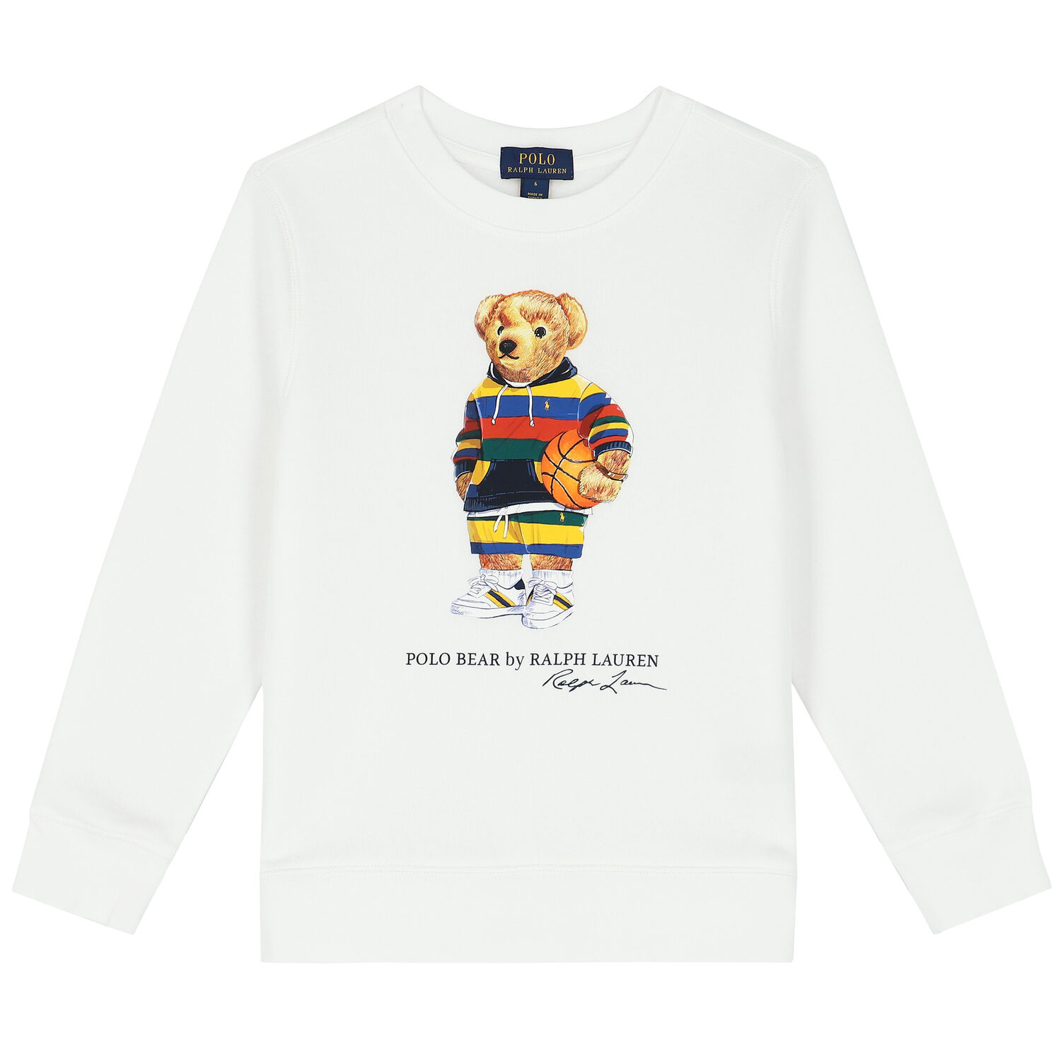 Boys White Bear Logo Sweatshirt, 1, hi-res image number null