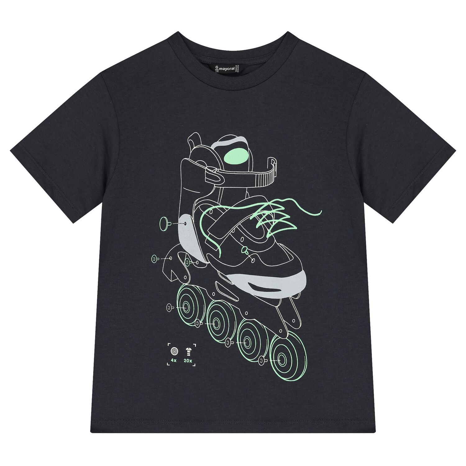 Boys Grey Roller Skates T-Shirt, 1, hi-res