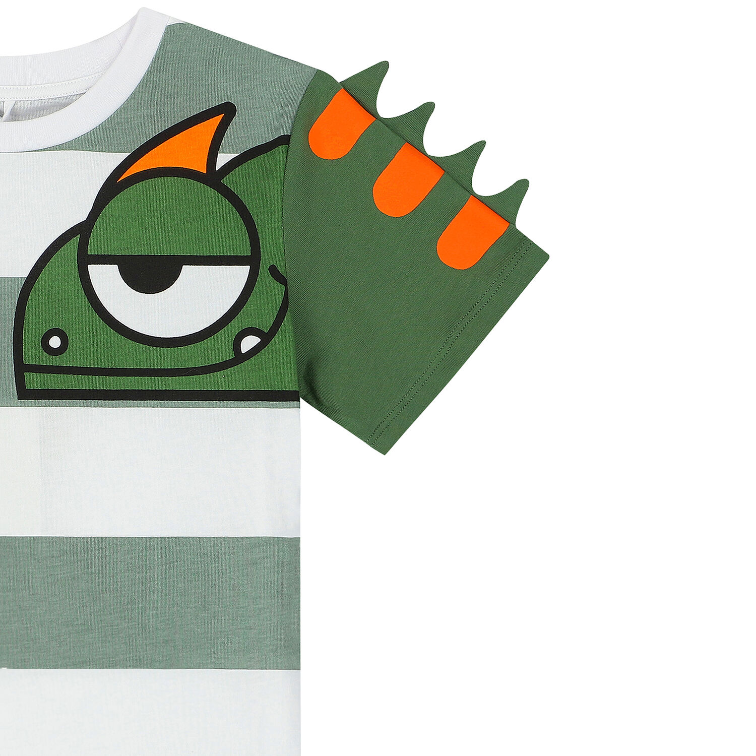 Boys White & Green Chameleon Striped T-Shirt, 1, hi-res