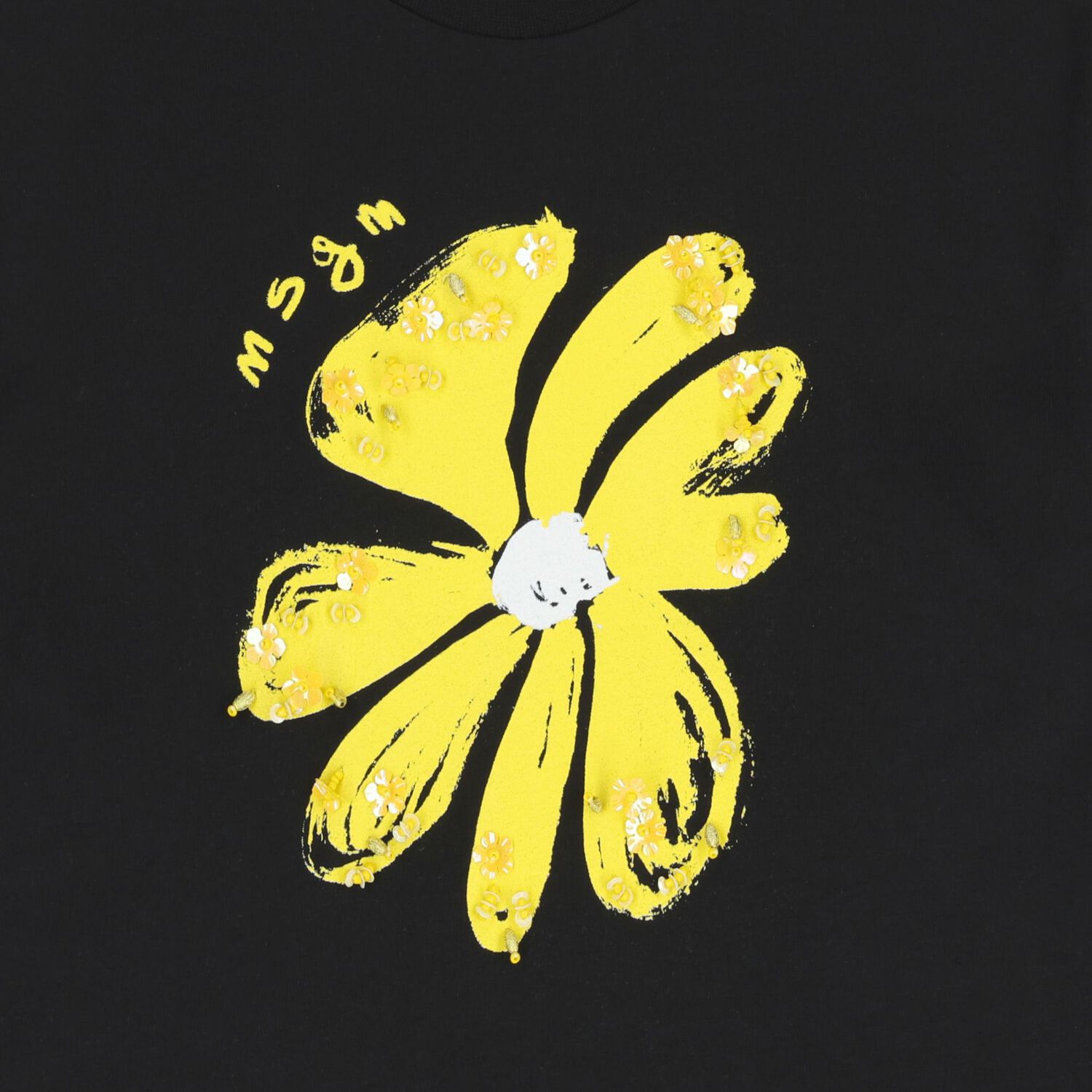 Girls Black Flower Logo T-Shirt, 2, hi-res
