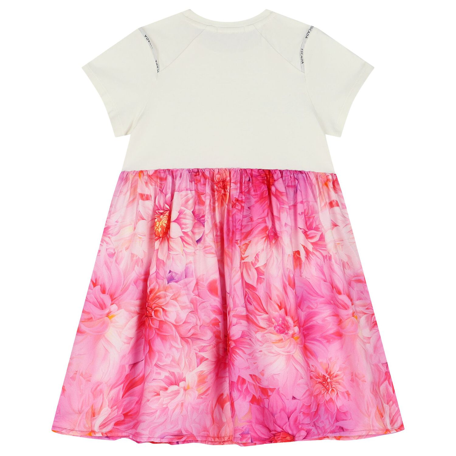 Girls Ivory & Pink Logo Floral Dress, 1, hi-res image number null