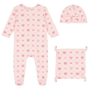 Baby Girls Pink Logo Babygrow Gift Set