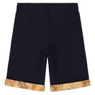 Boys Navy Logo Shorts, 1, hi-res