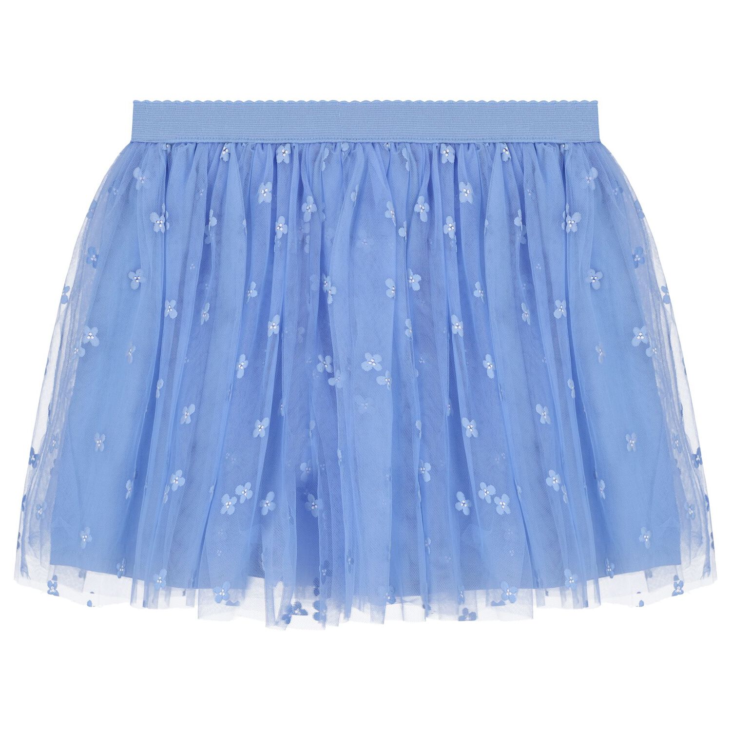 Girls Ivory & Blue Tulle Skirt Set, 1, hi-res