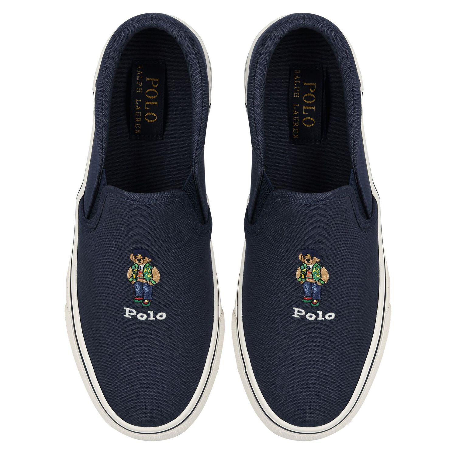 Boys Navy Blue Polo Bear Trainers, 1, hi-res