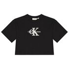 Girls Black Logo T-Shirt, 1, hi-res