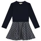 Girls Navy Blue Logo Dress, 1, hi-res
