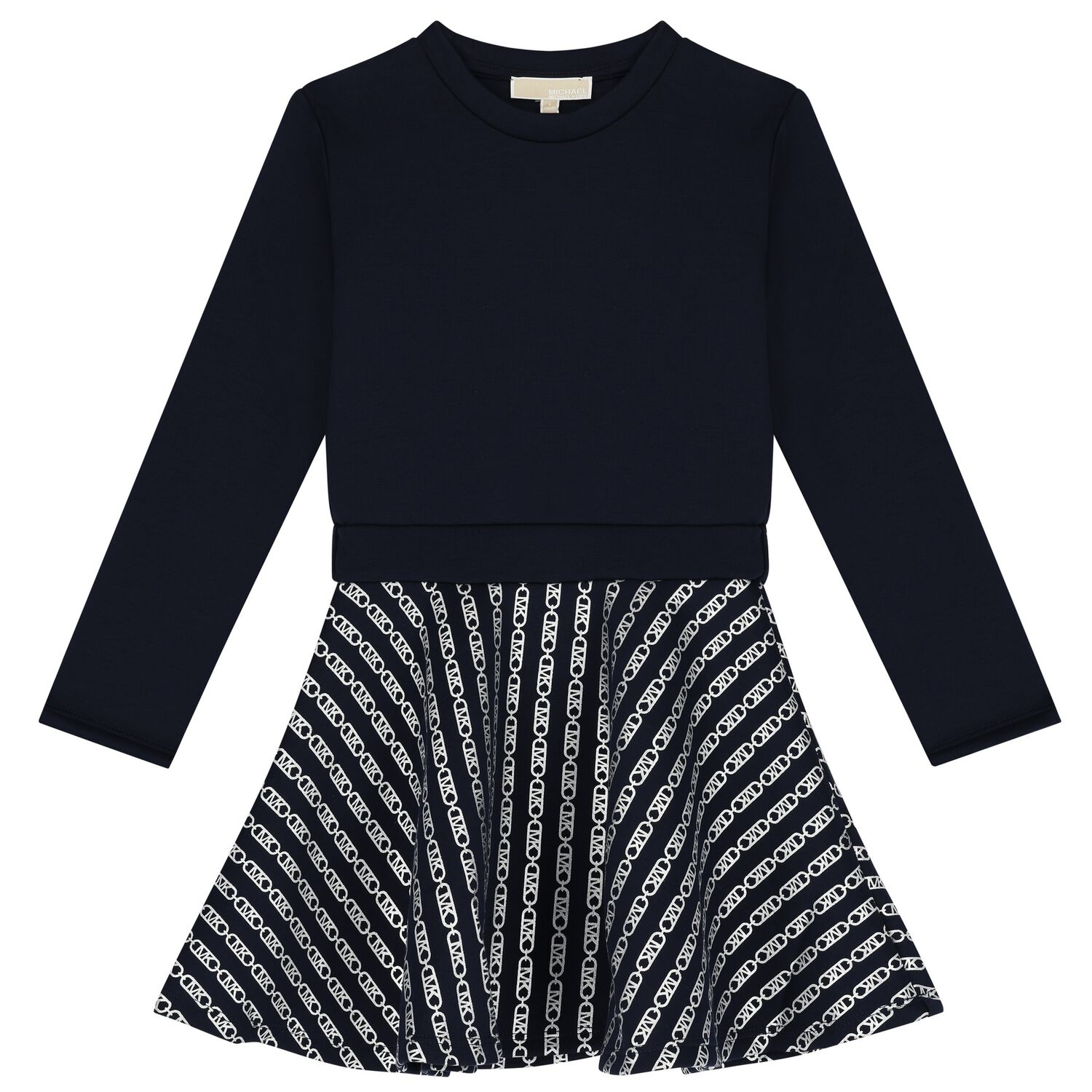 Girls Navy Blue Logo Dress, 1, hi-res