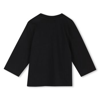 Younger Boys Mini Me Black Logo Long Sleeve Top