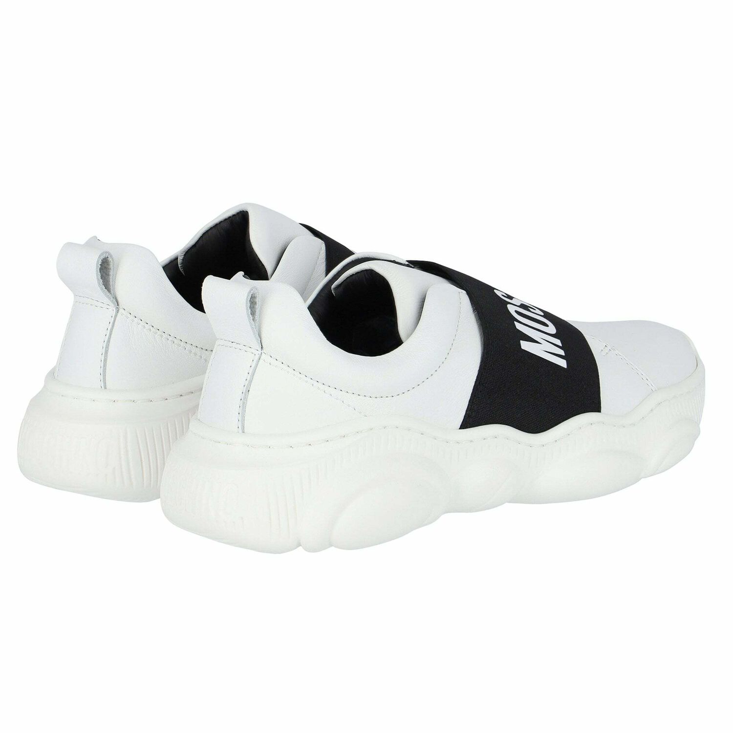 White Leather Logo Trainers, 1, hi-res