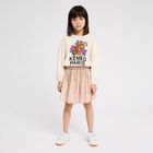 Girls Ivory Tiger Logo Long Sleeve Top, 1, hi-res